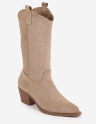 vices Botine bej închis Tip cowboy pe toc conic Naladia