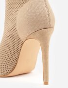vices Botine Bej închis tip șosetă pe toc stiletto cu partea superioară cu împletitură structurată Lodinia