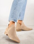 vices Botine Bej Perforate cu Talpă Plată cu Decupaj Decorativ Selenith