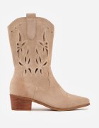 vices Botine Bej Perforate cu toc Stil cowboy Helori