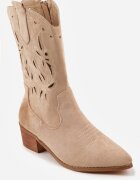 vices Botine Bej Perforate cu toc Stil cowboy Helori