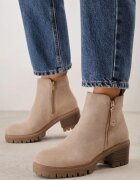 vices Botine Bej tip Chelsea pe toc Decorate cu fermoar Terisettis