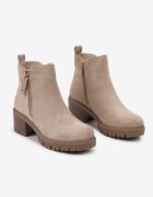 vices Botine Bej tip Chelsea pe toc Decorate cu fermoar Terisettis