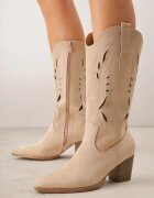 vices Botine Bej Tip cowboy cu toc cu carâmb ajurat Eranata