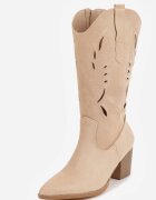 vices Botine Bej Tip cowboy cu toc cu carâmb ajurat Eranata