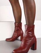 vices Botine Bordeaux Elegante cu Toc și Tijă Mulată Izalindra