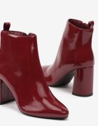vices Botine Bordeaux Minimaliste pe Toc Gros cu Vârf Ascuțit Keloma