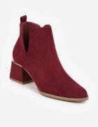 vices Botine Bordo Clasice cu Toc Decorate cu Inserție Metalică și Decupaj Loreviana