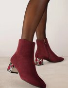 vices Botine Bordo cu toc decorate cu cristale Vortiola