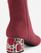 vices Botine Bordo cu toc decorate cu cristale Vortiola