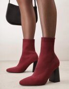 vices Botine Bordo pe toc geometric cu carâmb tip șosetă Falacea