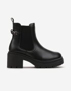 vices Botine Chelsea Negre cu toc cu lanț și inserție elastică Alessyndra