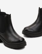 vices Botine Chelsea Negre cu toc cu lanț și inserție elastică Alessyndra