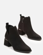 vices Botine Clasice Negre cu toc Decorate cu inserție metalică și decupaj Loreviana