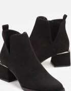 vices Botine Clasice Negre cu toc Decorate cu inserție metalică și decupaj Loreviana