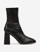 vices Botine Clasice Negre din Imitație de Piele cu Toc Bloc cu Vârf Ascuțit Verille