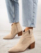 vices Botine cowboy bej închis pe toc gros Vertiona