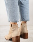 vices Botine cowboy bej închis pe toc gros Vertiona