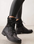 vices Botine cu șireturi cu toc plat și inserții cu model de piele de șarpe Anidara Negre