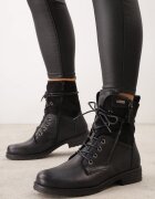 vices Botine cu șireturi cu toc plat și inserții cu model de piele de șarpe Anidara Negre