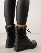 vices Botine cu șireturi cu toc plat și inserții cu model de piele de șarpe Anidara Negre