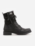 vices Botine cu șireturi cu toc plat și inserții cu model de piele de șarpe Anidara Negre
