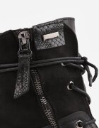 vices Botine cu șireturi cu toc plat și inserții cu model de piele de șarpe Anidara Negre