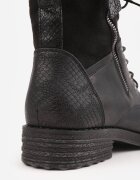vices Botine cu șireturi cu toc plat și inserții cu model de piele de șarpe Anidara Negre