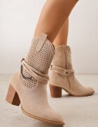 vices Botine decupate Bej închis cu toc decorate cu barete Mirfedi