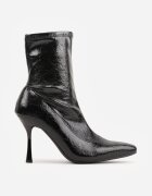 vices Botine Elegante Negre cu toc cui și carâmb în relief până la gleznă Tedvire