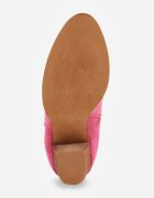 vices Botine Fucsia cu toc stil cowboy decorate cu model ajurat Zelori