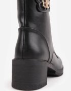 vices Botine Ghete Negre cu toc bloc decorate cu aplicație metalică Nivitte