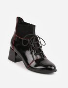 vices Botine Ghete Negre Lăcuite cu toc cu cusături Nirivine