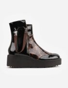vices Botine Lăcuite Negre-Maro pe Platformă și Pană Gamillia