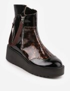 vices Botine Lăcuite Negre-Maro pe Platformă și Pană Gamillia