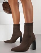 vices Botine Maro cu Toc cu Formă Geometrică cu Gambă Elastică Falurea
