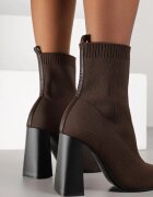 vices Botine Maro cu Toc cu Formă Geometrică cu Gambă Elastică Falurea