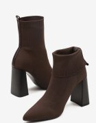 vices Botine Maro cu Toc cu Formă Geometrică cu Gambă Elastică Falurea