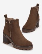 vices Botine Maro pe Toc Gros Boho cu Fermoar Sirdre