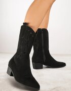 vices Botine Negre Ajurate cu Toc Stil Cowboy Helori