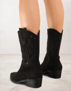 vices Botine Negre Ajurate cu Toc Stil Cowboy Helori