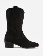 vices Botine Negre Ajurate cu Toc Stil Cowboy Helori
