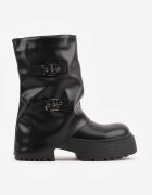 vices Botine Negre Biker cu gambă imitând cracul pantalonului cu catarame Reiladia