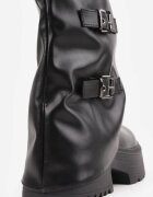 vices Botine Negre Biker cu gambă imitând cracul pantalonului cu catarame Reiladia