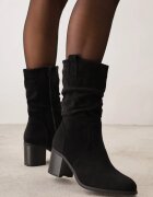 vices Botine Negre cowboy cu toc scund cu carâmb încrețit și fermoar Zortava