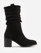 vices Botine Negre cowboy cu toc scund cu carâmb încrețit și fermoar Zortava