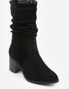 vices Botine Negre cowboy cu toc scund cu carâmb încrețit și fermoar Zortava