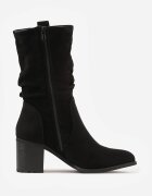 vices Botine Negre cowboy cu toc scund cu carâmb încrețit și fermoar Zortava