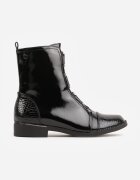 vices Botine Negre cu Inserții Lăcuite în Stil Crocodil Olitta
