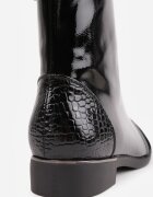 vices Botine Negre cu Inserții Lăcuite în Stil Crocodil Olitta